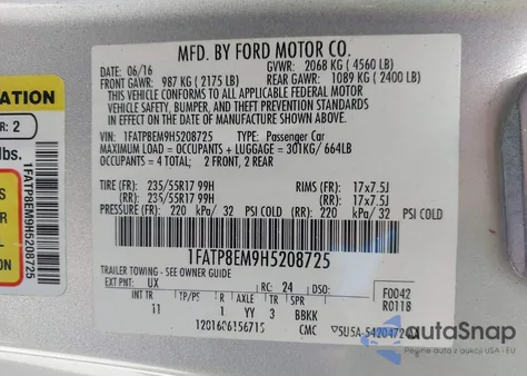 2017 Ford Mustang V6 from USA, damaged, VIN 1FATP8EM9H5208725